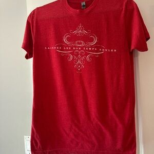 Next Level Apparel Red Short Sleeve Crew Neck Tee Let The Good Times Roll French